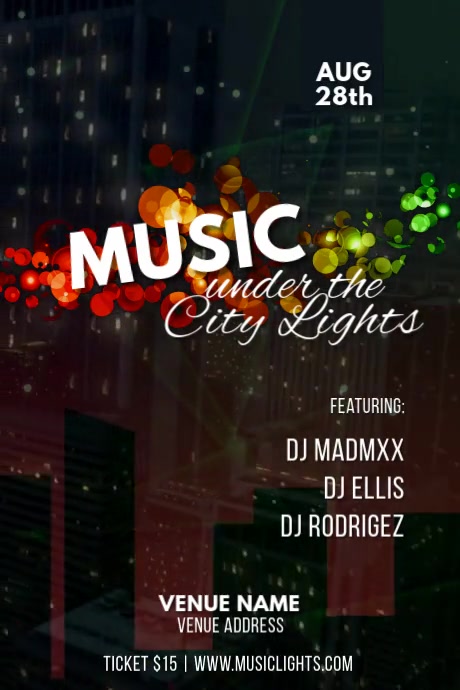 Music under the city lights Cartaz template