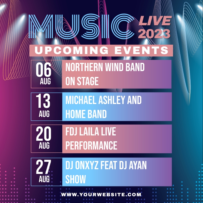 Music Upcoming Events Template | PosterMyWall