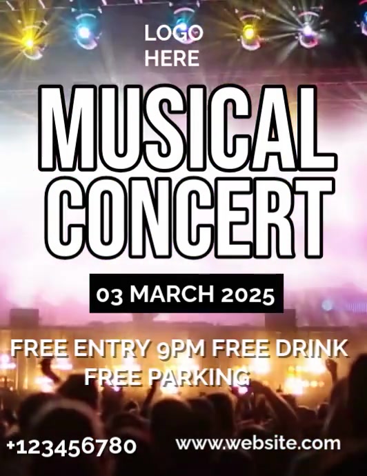 White Musical Concert Flyers Template | PosterMyWall