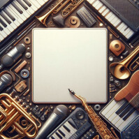 Marrón musical instruments Instagram-opslag Template