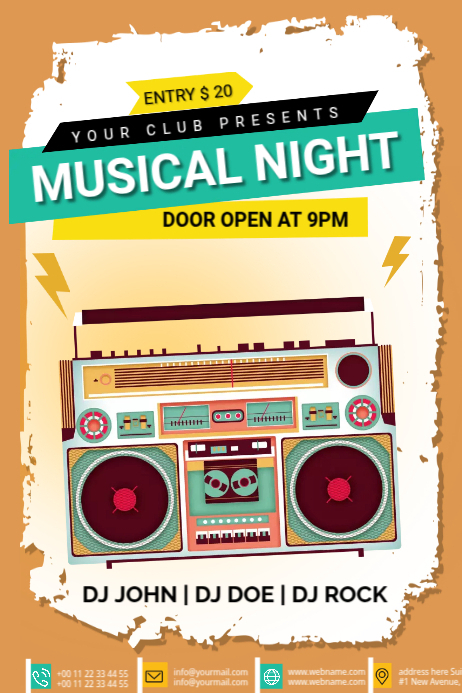 Musical Night Program Card Design Musical Night Party Template | PosterMyWall