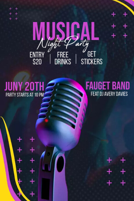 Musical Night Program Card Design Musical Night Party Poster Template | PosterMyWall