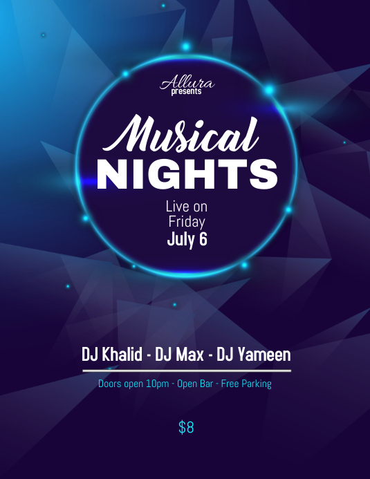 Musical Nights Flyer Folheto (US Letter) template