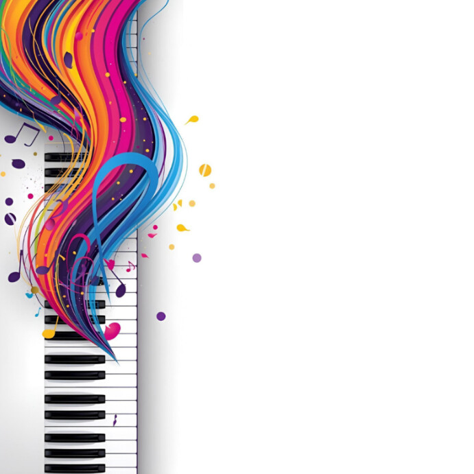 Musical Notes and Keyboard Banner Template Instagram Post