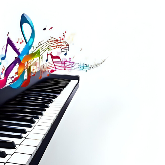 Musical Notes and Keyboard Banner Template Instagram Post