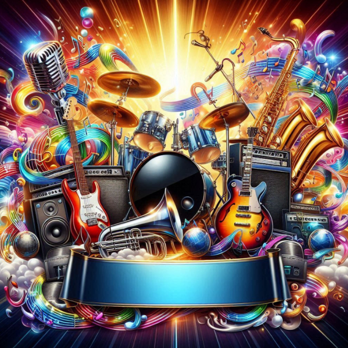 Musician Instruments on Stage Banner Template | PosterMyWall