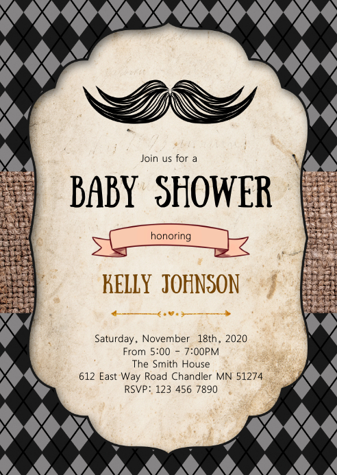 Mustache Baby Shower Party Invitation Template Postermywall Mustache Baby Shower Party Invitation Template Postermywall