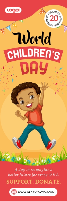 Mustard World Children's Day Banner Transparent 2 stopy × 6 stóp template