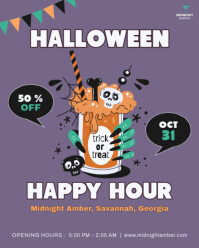 Pink Halloween Happy Hour Instagram Portrait Template