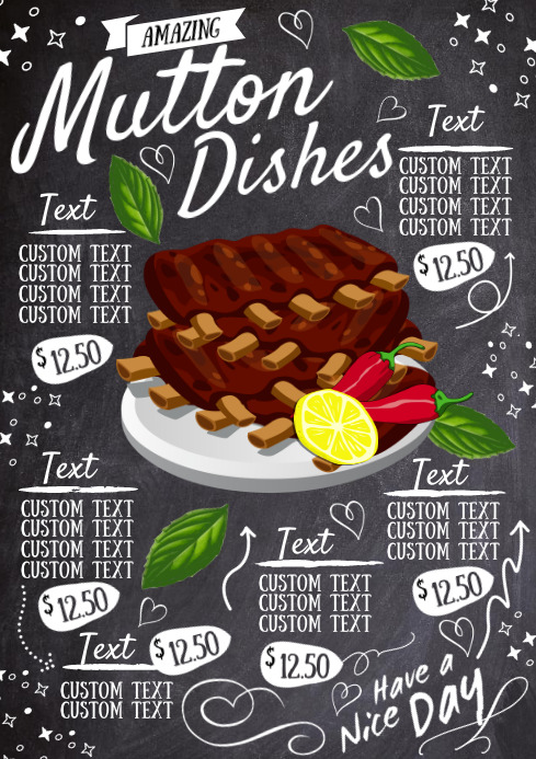Mutton Menu List Mutton Dishes Menu Poster design template | PosterMyWall