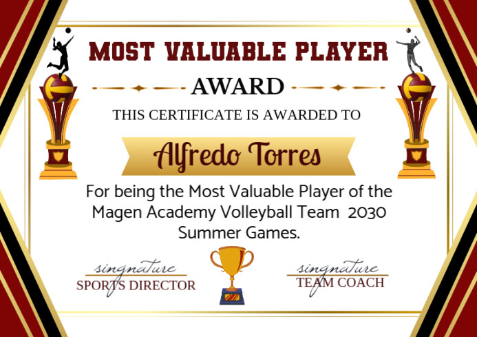 MVP Certificate A4 template