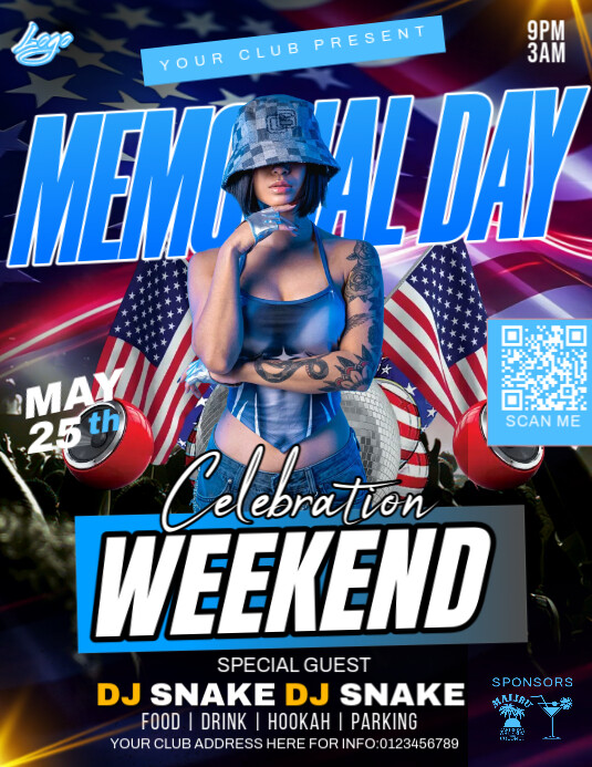 Mwmorial Day Weekend  Flyer Folheto (US Letter) template