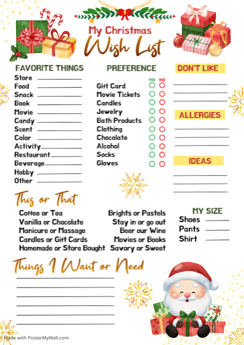 My Christmas Wish List Template | PosterMyWall