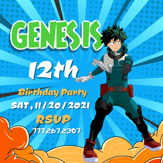 My Hero Academia Birthday Invitation Template | PosterMyWall my-hero-academia-birthday-invitation-template-postermywall