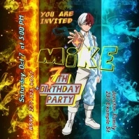 My Hero Academia Todoroki Birthday Invitation Instagram Post template
