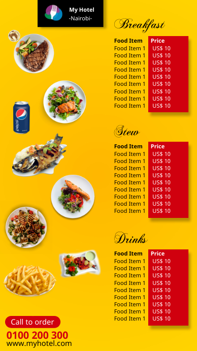 My hotel menu Template | PosterMyWall