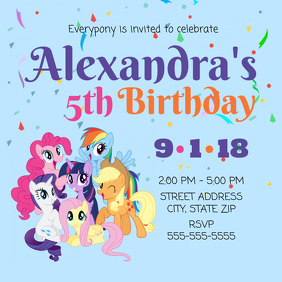 My Little Pony Birthday Invitation Instagram Post template