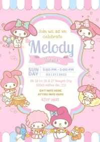 My melody birthday invitation A4 template