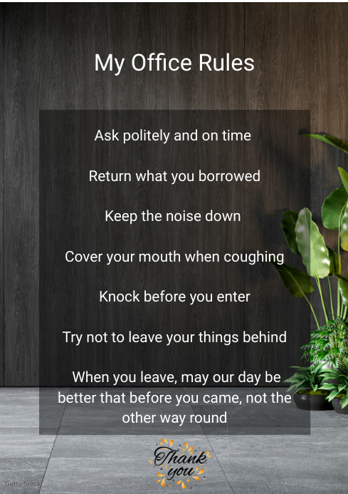 My Office Rule A3s Template | PosterMyWall