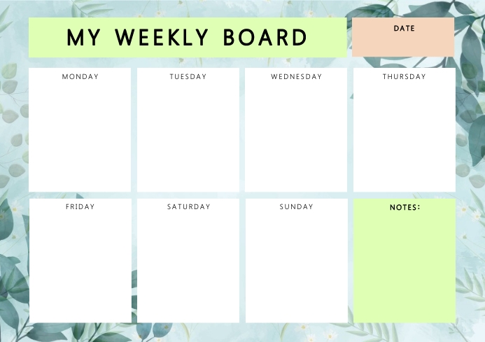 Plantilla de my week board weekly planner template | PosterMyWall