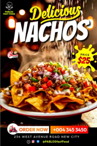 Nachos mexican dish food restaurant Promotion delivery digital display banner flyer template faceboo โปสเตอร์