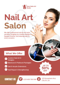 Nail and Beauty Salon Poster Template – Manicure, Pedicure & Spa Services A2