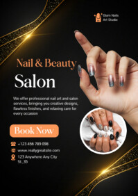 Nail and Beauty Salon Poster Template – Manicure, Pedicure & Spa Services A2