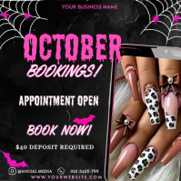 Black October Nail Bookings โพสต์บน Instagram Template