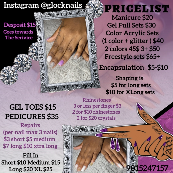 Nail Price List Publicação no Instagram template