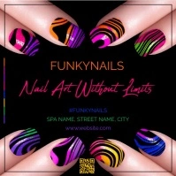 Nail Salon, Funky, Crazy, Colorful Instagram Post template