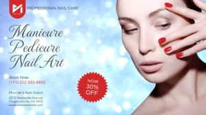 蓝色 Nail Salon Promotion Digitalt display Template
