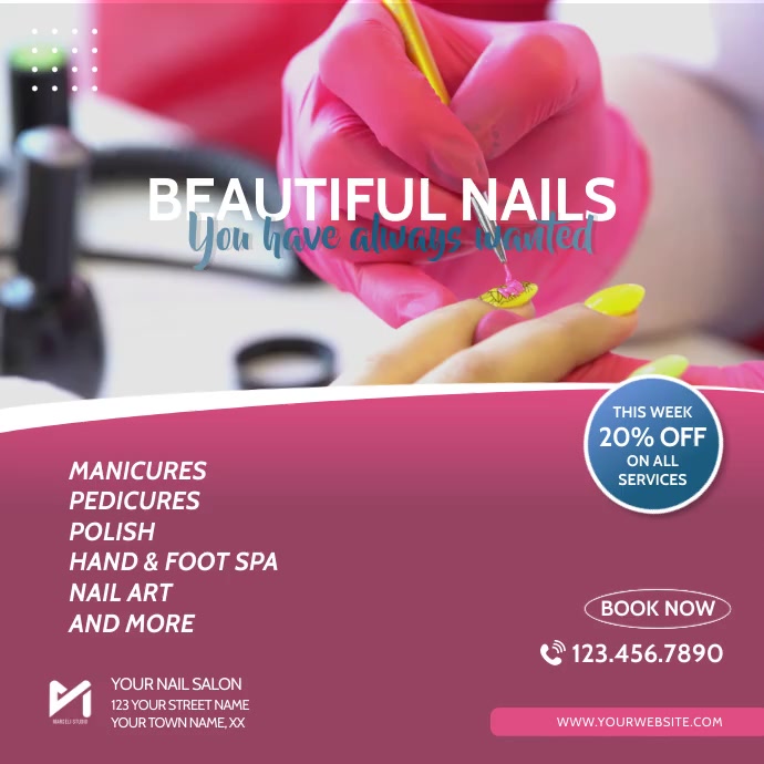 Nail Salon 11 Square Video Ad Template PosterMyWall