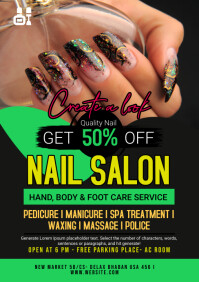 Black Nail Salon Promotion A5 Template