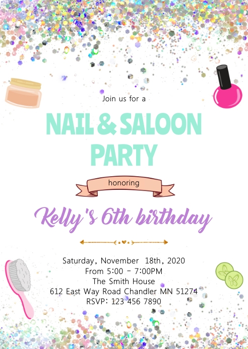 Sloon Inviation Copy of Nail spa saloon party invitation | PosterMyWall