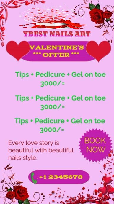 Nails Art Valentine's Offer Instagram Reel template