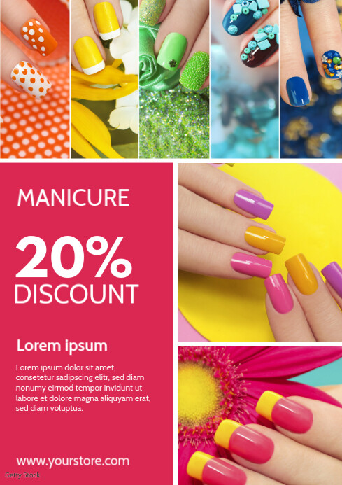 Nails Studio Poster Flyer Services Ad Beauty A4 template