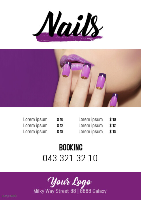 Nails Studio Poster Flyer Services Ad Beauty A4 template