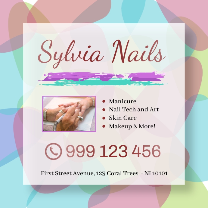 Nails Tech Art salon instagram ad template PosterMyWall
