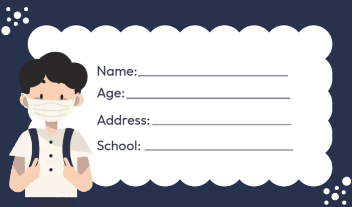 Student Tagging Sample Format White Student Information Tags Template | PosterMyWall