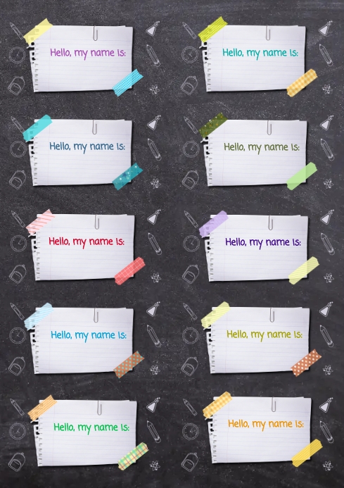 Name Tags for School self-adhesive labels tem Template | PosterMyWall