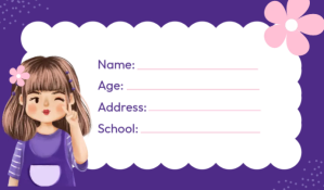 Putih Student Information Card Tag Template
