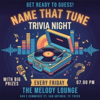 Name That Tune Trivia Night Instagram Post Template | Music Quiz Bar Event Poster