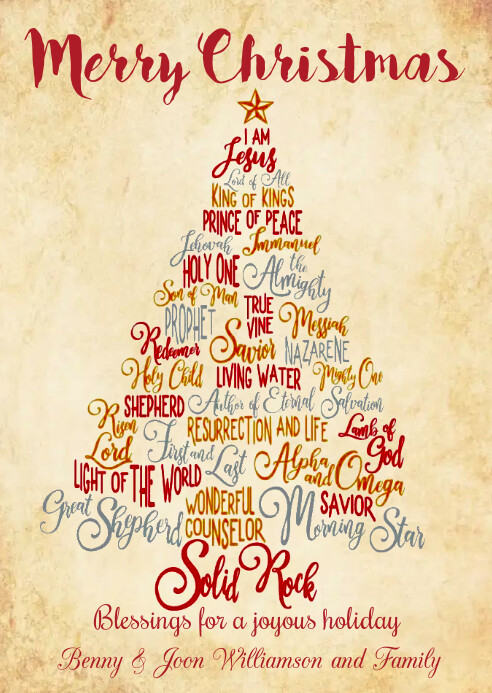 Copy of Names Of Jesus Christmas Tree Card | PosterMyWall