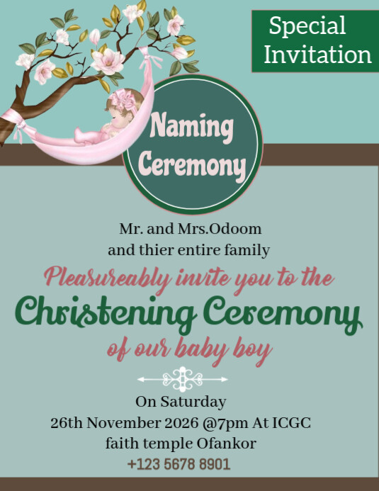 Naming ceremony Volantino (US Letter) template
