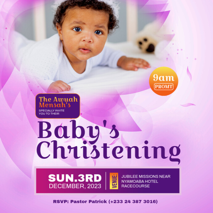 Naming Ceremony flyer, Baby Announcement Instagram Post template