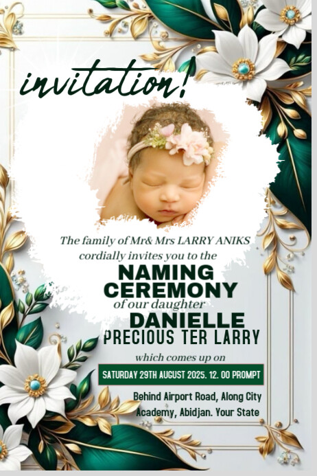 Naming Ceremony invitation card template design Banier 4’×6’