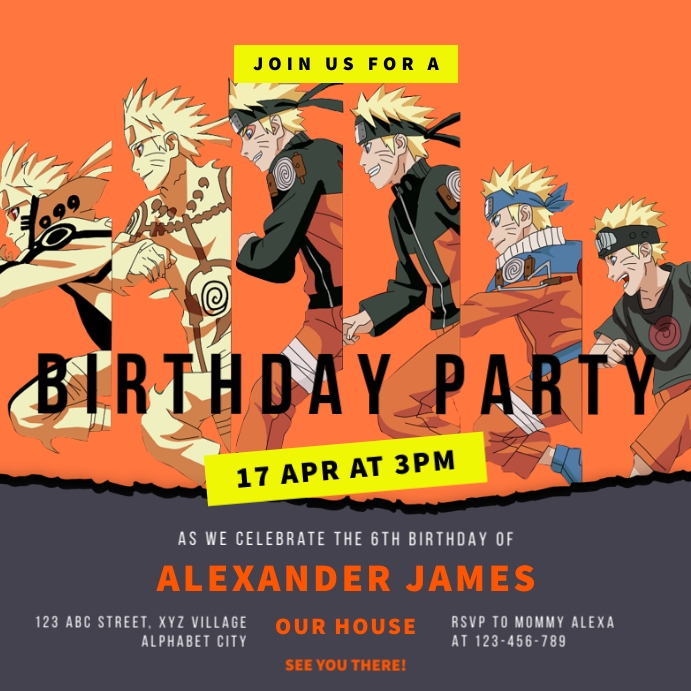 Modele Invitation Anniversaire Naruto Postermywall Modele Invitation Anniversaire Naruto Postermywall