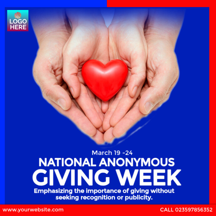 National Anonymous Giving Week Instagram Post template