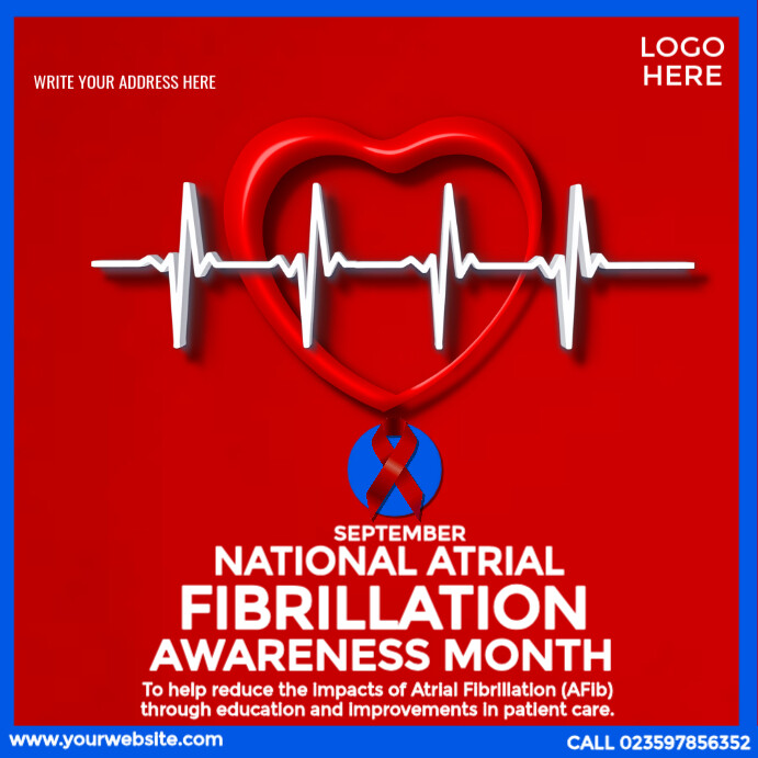 Afib Awareness Ribbon Color National Atrial Fibrillation Awareness Month Template | PosterMyWall