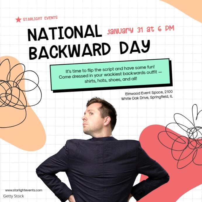 National Backward Day Square Post Instagram Template | PosterMyWall